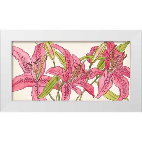 Pink Lilies II White Modern Wood Framed Art Print by Wang, Melissa