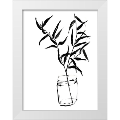 Sumi-e Bamboo II White Modern Wood Framed Art Print by Goldberger, Jennifer