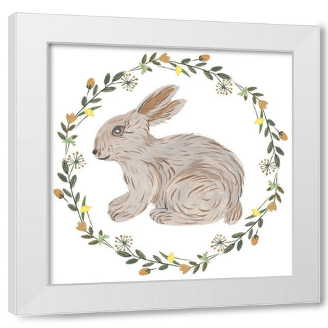 Happy Bunny Day IV White Modern Wood Framed Art Print by Wang, Melissa