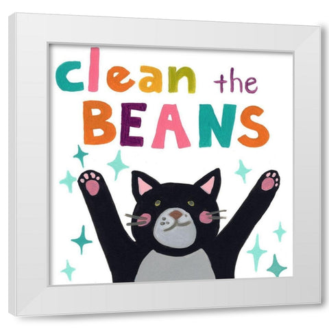 Cute Cat Bath I White Modern Wood Framed Art Print by Vess, June Erica