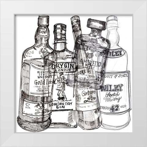 Whiskey Wednesdays I White Modern Wood Framed Art Print by Parker, Jennifer Paxton
