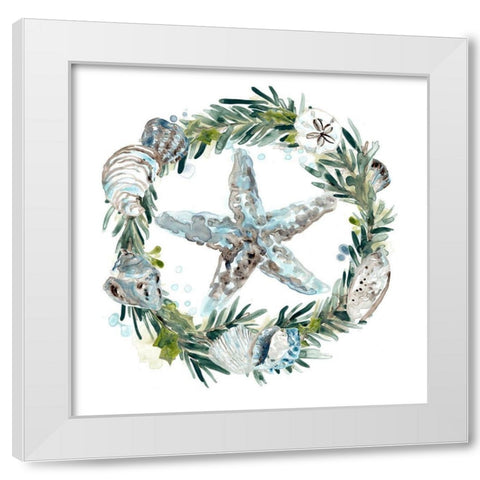Coastal Christmas Shell I White Modern Wood Framed Art Print by Vess, June Erica