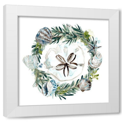 Coastal Christmas Shell II White Modern Wood Framed Art Print by Vess, June Erica