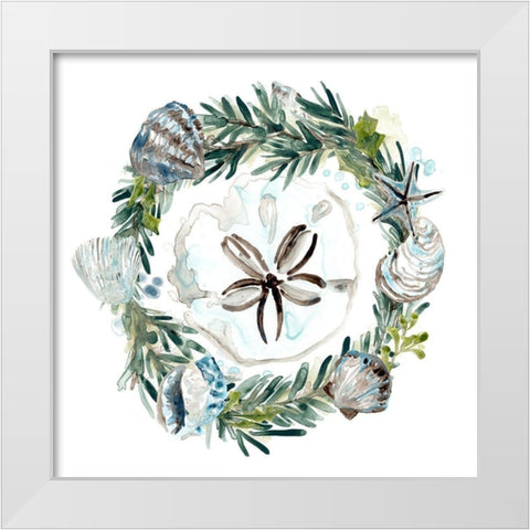 Coastal Christmas Shell II White Modern Wood Framed Art Print by Vess, June Erica
