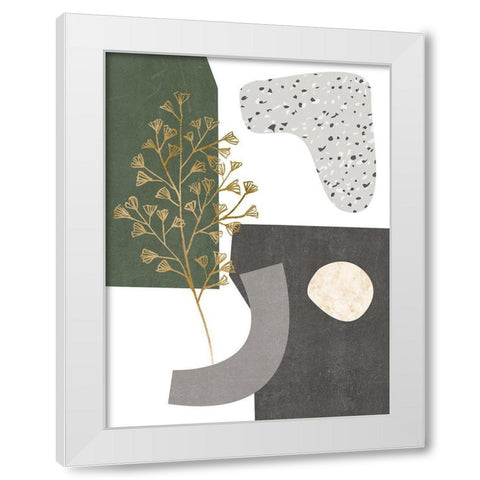 Gold Ginkgo II White Modern Wood Framed Art Print by Wang, Melissa