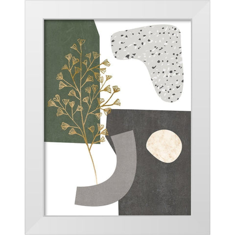 Gold Ginkgo II White Modern Wood Framed Art Print by Wang, Melissa