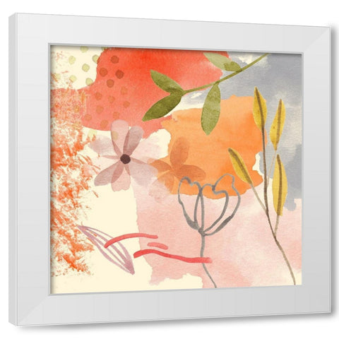 Flower Shimmer I White Modern Wood Framed Art Print by Wang, Melissa