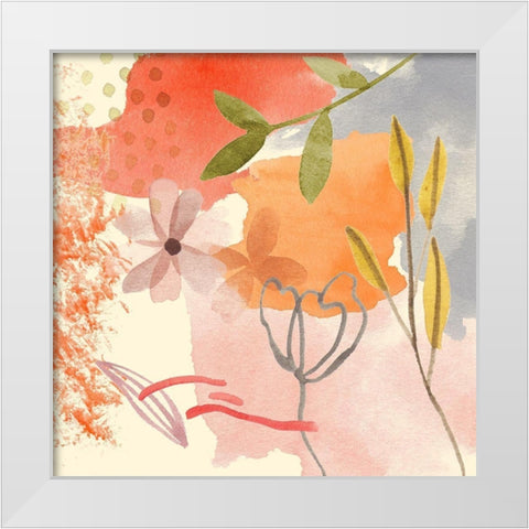 Flower Shimmer I White Modern Wood Framed Art Print by Wang, Melissa