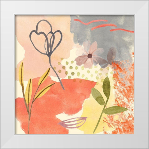 Flower Shimmer III White Modern Wood Framed Art Print by Wang, Melissa