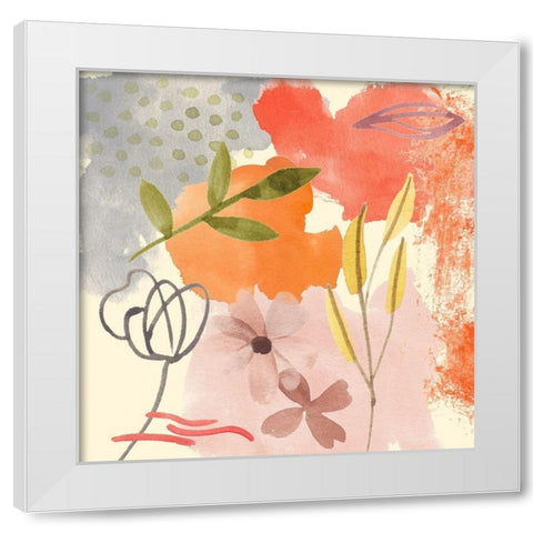 Flower Shimmer IV White Modern Wood Framed Art Print by Wang, Melissa