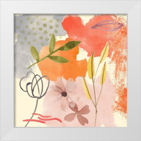 Flower Shimmer IV White Modern Wood Framed Art Print by Wang, Melissa