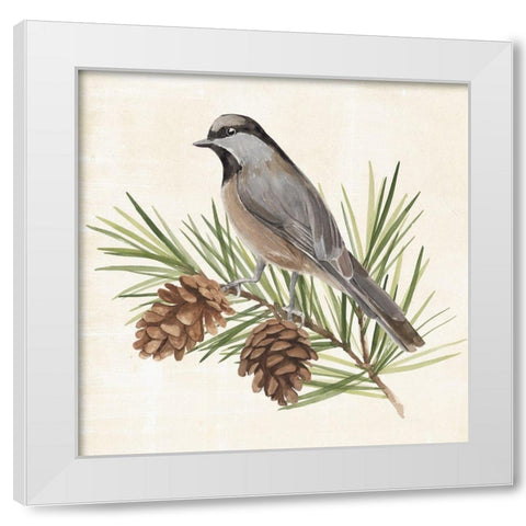 Pine Branch II White Modern Wood Framed Art Print by Warren, Annie