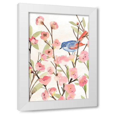 Cherry Blossom Perch II White Modern Wood Framed Art Print by Warren, Annie