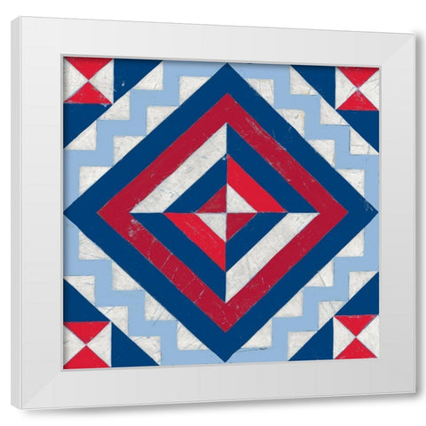 Americana Quilt Motif I White Modern Wood Framed Art Print by Vess, June Erica