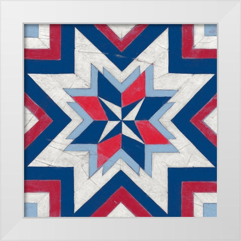 Americana Quilt Motif III White Modern Wood Framed Art Print by Vess, June Erica