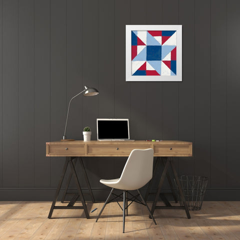 Americana Patchwork Tile I White Modern Wood Framed Art Print by Lam, Vanna