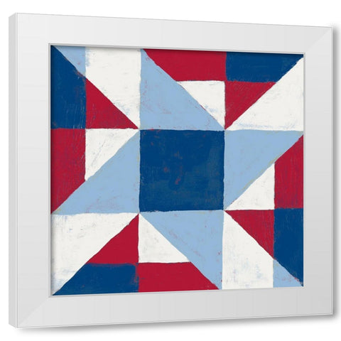 Americana Patchwork Tile I White Modern Wood Framed Art Print by Lam, Vanna