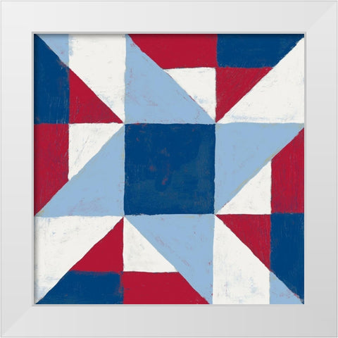 Americana Patchwork Tile I White Modern Wood Framed Art Print by Lam, Vanna