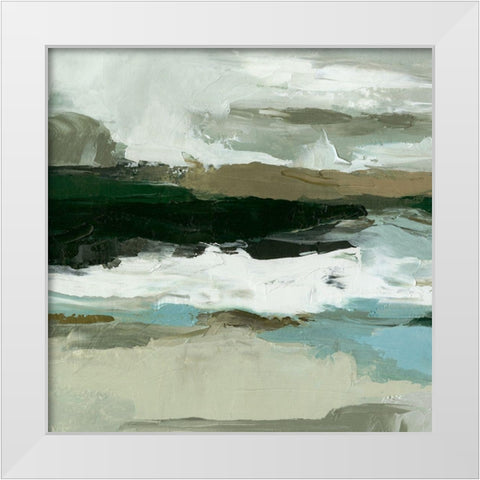 Textured Ocean Tide I White Modern Wood Framed Art Print by Caroline, Emma
