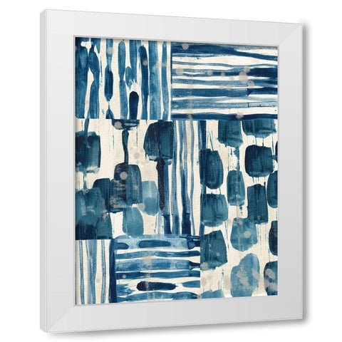 Indigo Patchwork II White Modern Wood Framed Art Print by Vess, June Erica