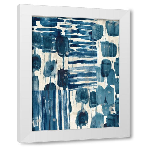Indigo Patchwork IV White Modern Wood Framed Art Print by Vess, June Erica