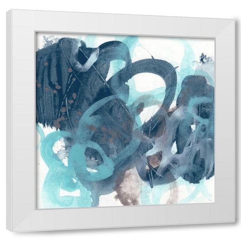 Blue Byte I White Modern Wood Framed Art Print by Vess, June Erica