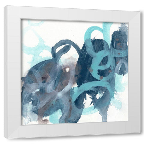 Blue Byte II White Modern Wood Framed Art Print by Vess, June Erica