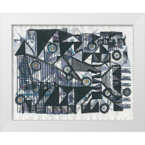 Circles and Triangles White Modern Wood Framed Art Print by Arbel, Lori