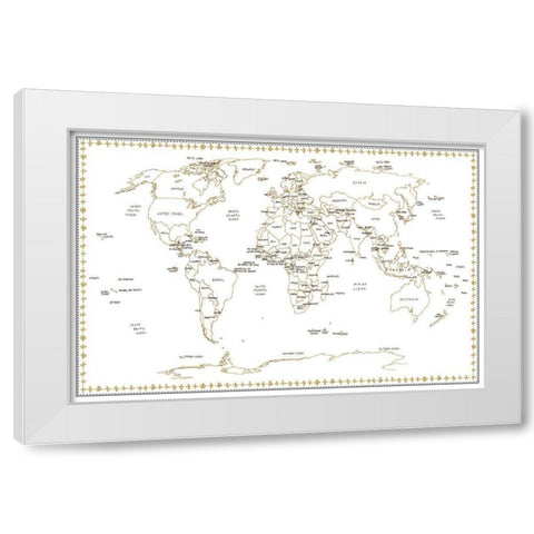 World Schematic White Modern Wood Framed Art Print by Wang, Melissa