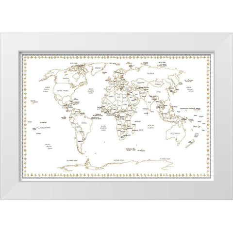 World Schematic White Modern Wood Framed Art Print by Wang, Melissa