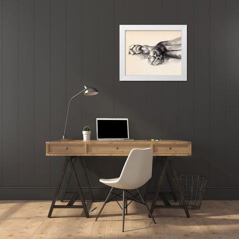 Charcoal Paws I White Modern Wood Framed Art Print by Parker, Jennifer Paxton