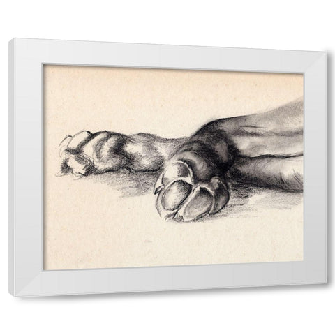 Charcoal Paws I White Modern Wood Framed Art Print by Parker, Jennifer Paxton