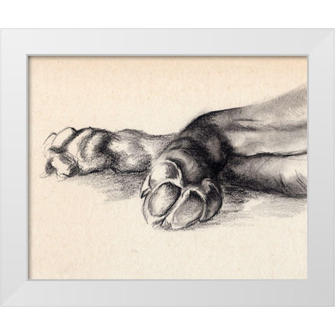 Charcoal Paws I White Modern Wood Framed Art Print by Parker, Jennifer Paxton