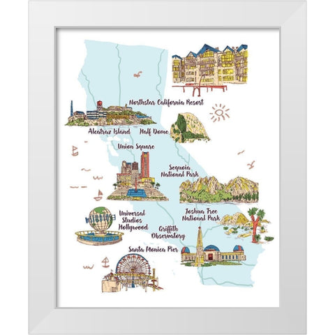 Going to California I White Modern Wood Framed Art Print by Wang, Melissa