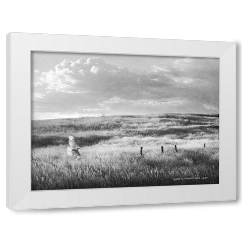 Fence Line Flight I White Modern Wood Framed Art Print by Vest, Chris