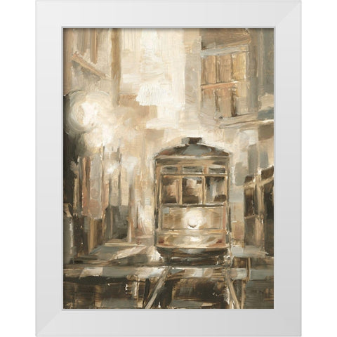 Night Trolley I White Modern Wood Framed Art Print by Harper, Ethan