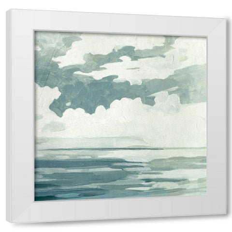 Textured Blue Seascape I White Modern Wood Framed Art Print by Caroline, Emma