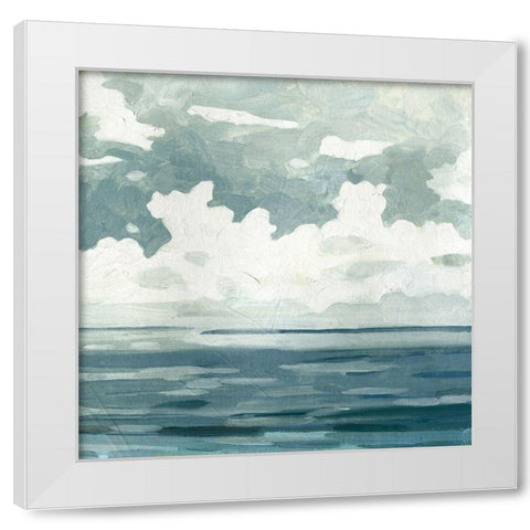 Textured Blue Seascape II White Modern Wood Framed Art Print by Caroline, Emma