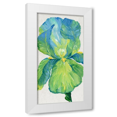 Iris Bloom in Green I White Modern Wood Framed Art Print by OToole, Tim