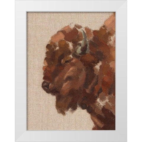 Tiled Bison II White Modern Wood Framed Art Print by Green, Jacob