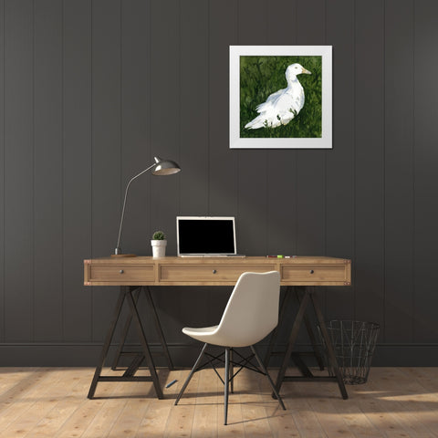 Lone Duck I White Modern Wood Framed Art Print by Caroline, Emma