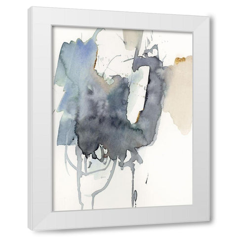 Indigo Splatter I White Modern Wood Framed Art Print by Barnes, Victoria