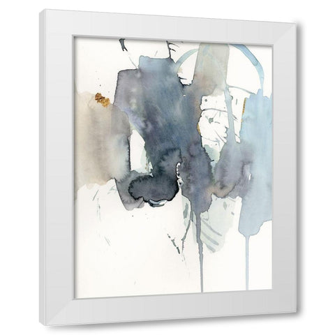 Indigo Splatter II White Modern Wood Framed Art Print by Barnes, Victoria