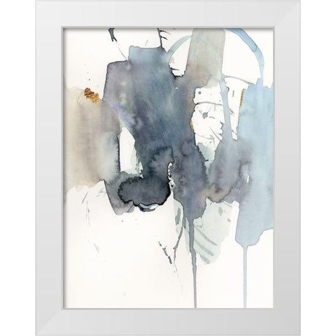 Indigo Splatter II White Modern Wood Framed Art Print by Barnes, Victoria