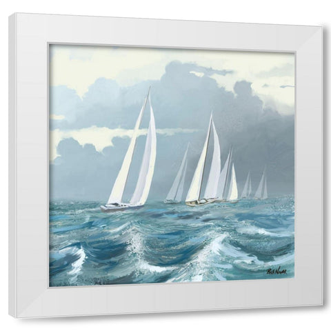 Sailing Ships II White Modern Wood Framed Art Print by Novak, Rick