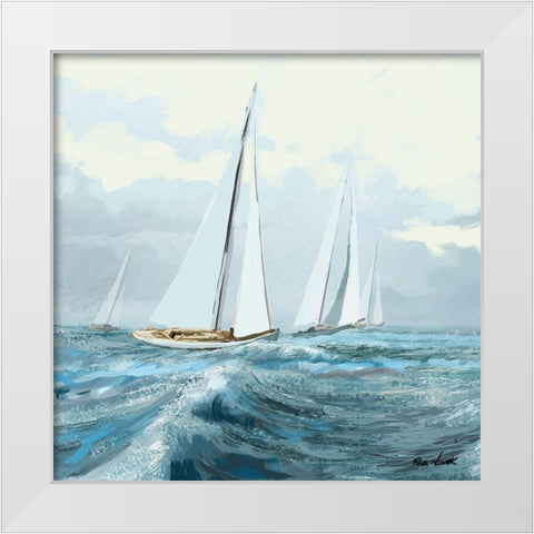 Sailing Ships III White Modern Wood Framed Art Print by Novak, Rick