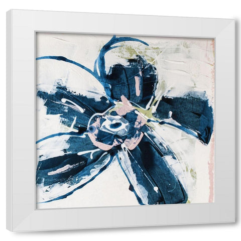 Blossom Blue I White Modern Wood Framed Art Print by Aryai, Sia