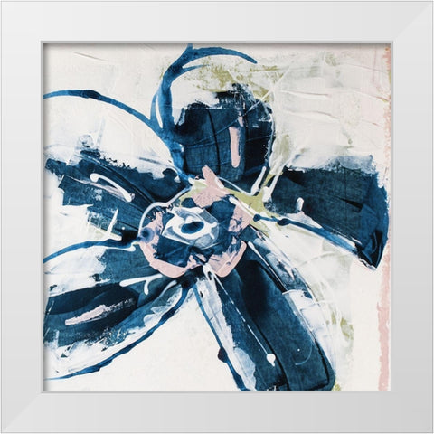 Blossom Blue I White Modern Wood Framed Art Print by Aryai, Sia