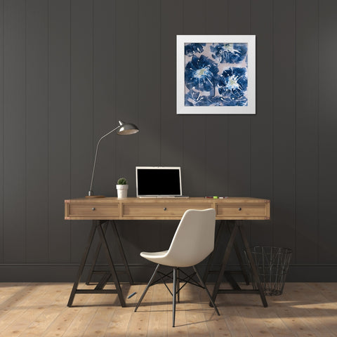 Blossom Blue II White Modern Wood Framed Art Print by Aryai, Sia