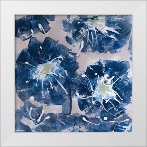 Blossom Blue II White Modern Wood Framed Art Print by Aryai, Sia